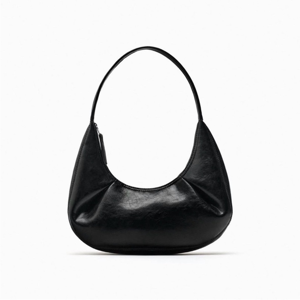 Zara black leather shoulder bag